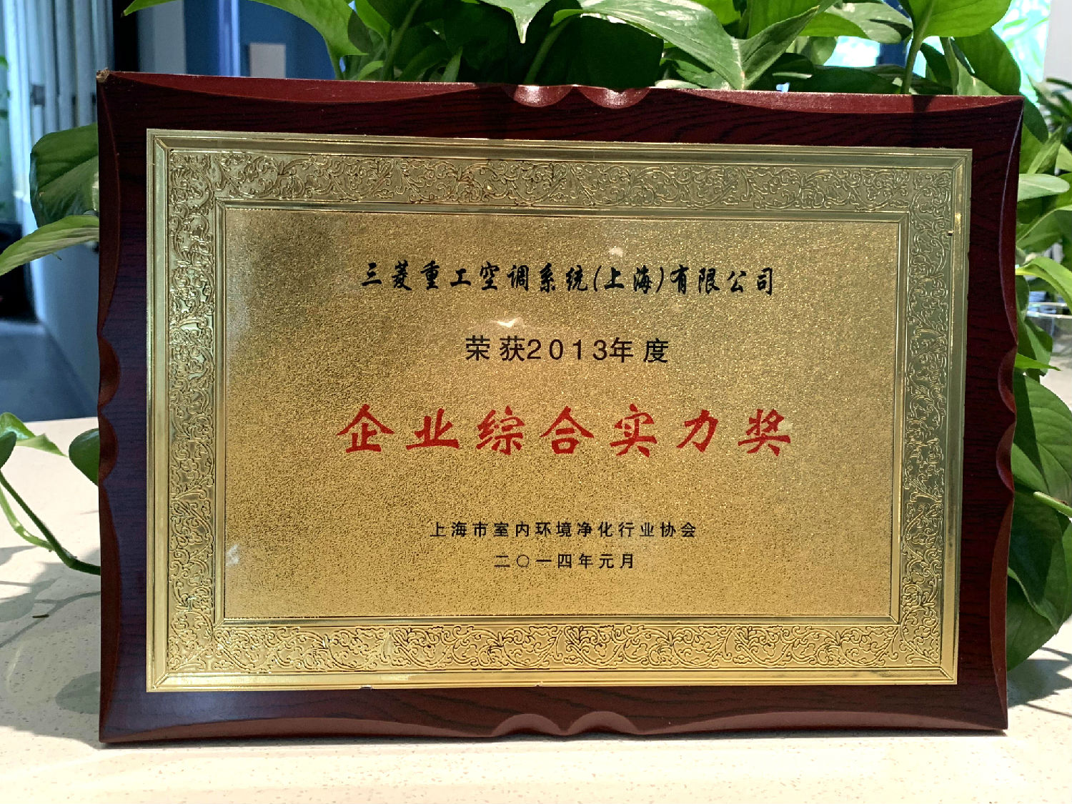 2013年日新環(huán)境榮獲三菱重工空調(diào)系統(tǒng)頒發(fā)“企業(yè)綜合實力獎”