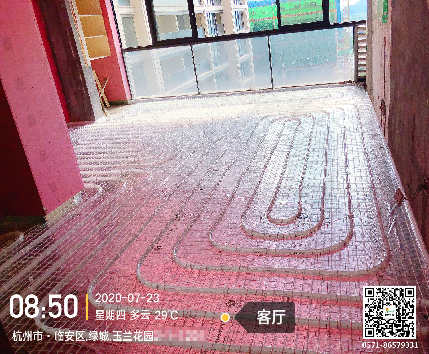 臨安玉蘭花園風(fēng)冷熱泵系統(tǒng)地暖階段