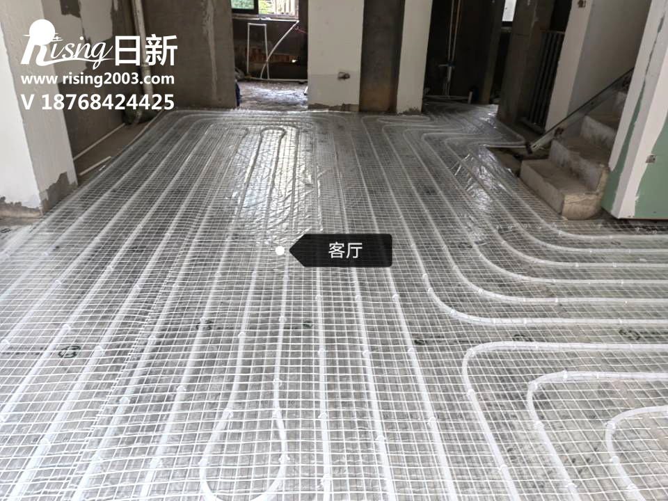 安吉龍悅江南別墅風冷熱泵系統(tǒng)項目地暖安裝現(xiàn)場【日新環(huán)境】